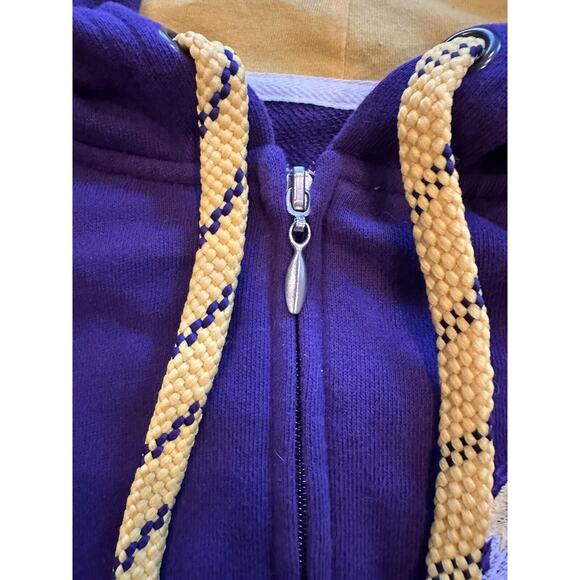 Women's LSU Tigers Sequin Peace Love LSU Hoodie Sweatshirt Size Med. Purple/Gold - Picture 6 of 13